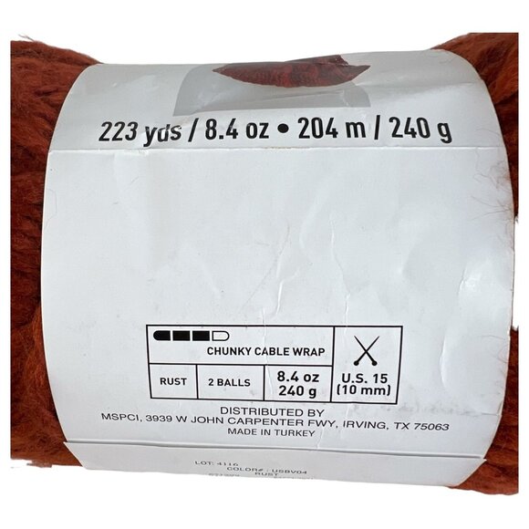 Loops & Threads Barcelona Roving Yarn One Skein Rust 8.4 oz 223 Yard Made Turkey - Picture 4 of 5